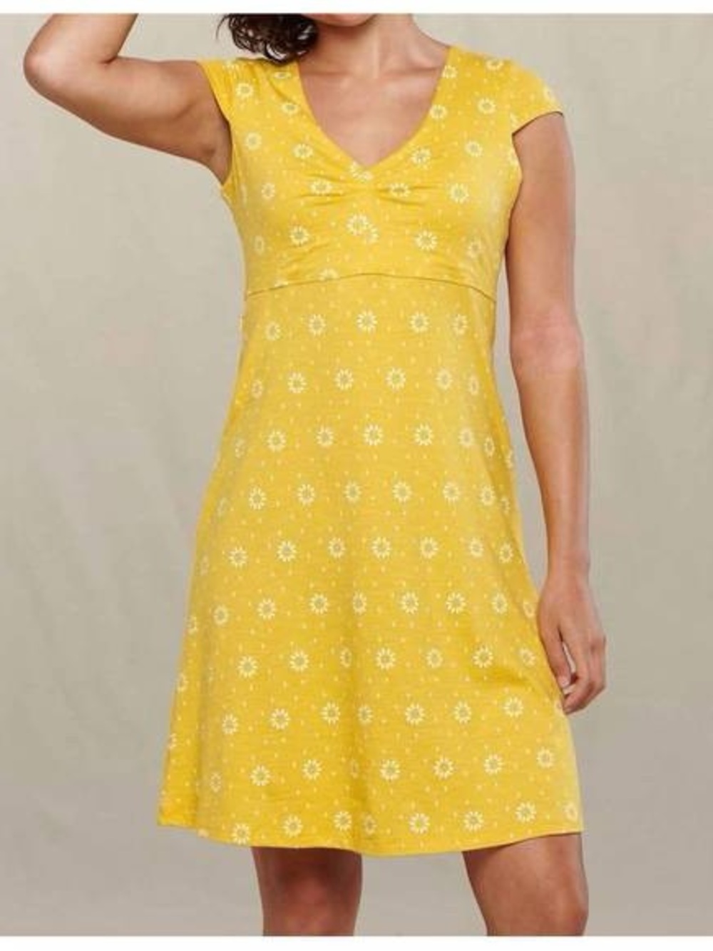 Toad & Co Yellow Rosemarie Floral Print Organic Cotton Dress
